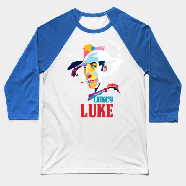 Lucky Luke In Pop Art Baseball T-Shirt by Mulyadi Walet